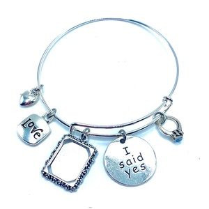 I Said Yes Engagement Charm Bracelet Photo Frame Charm